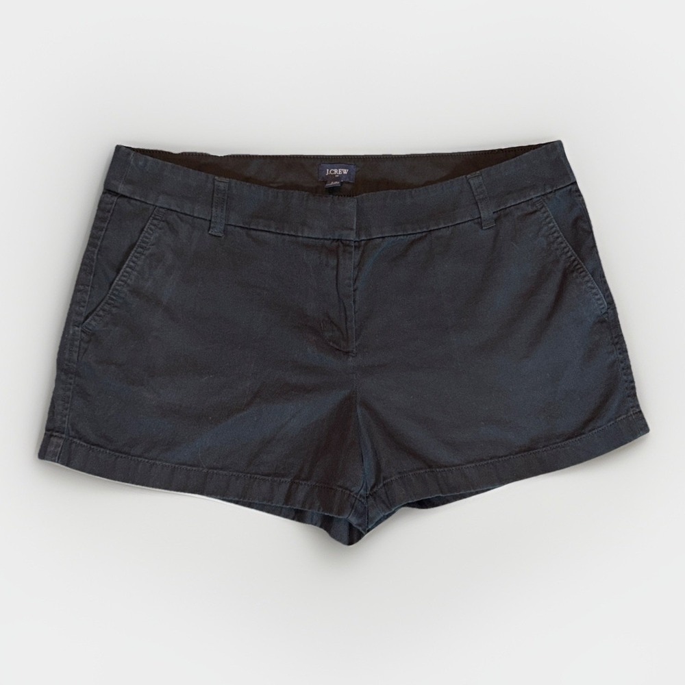5/25 J. Crew Women Black Chino 3.5” Shorts Size 14 Flat Front Mid Rise